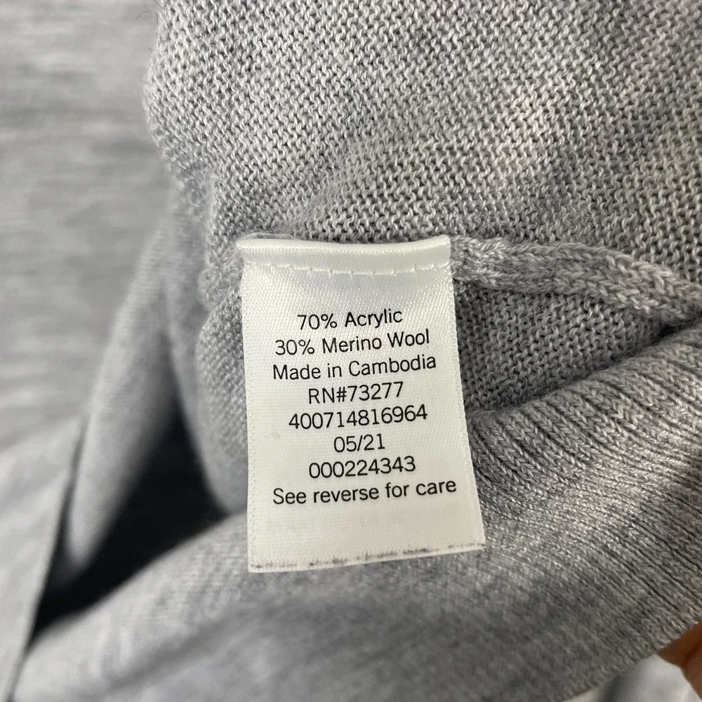 Apt 9 Seriously Soft Sweater Men XL Gray Merino Wool Blend Preppy V-Neck